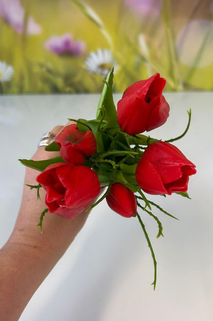 Deko 5er Tulpenbund 25cm rot