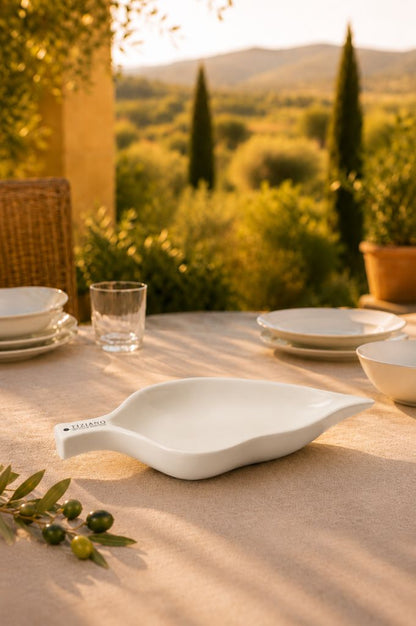 Blattschale Udine 25cm breit creme-weiß