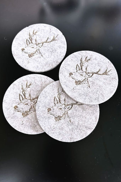 4er Set Untersetzer Hirsch creme