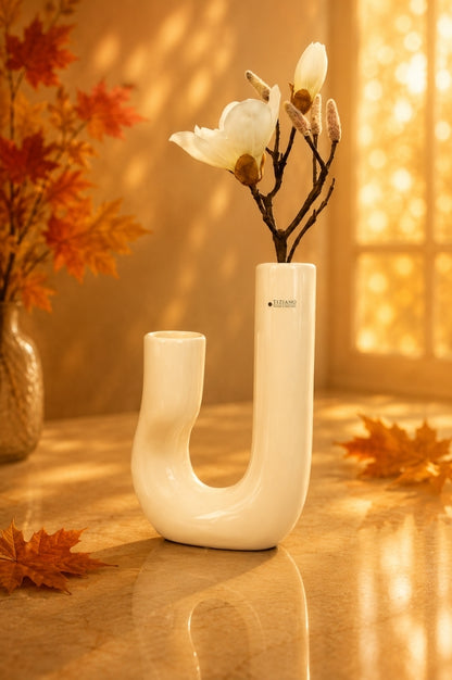 Vase Fiorello 30cm gewölbt creme-weiß