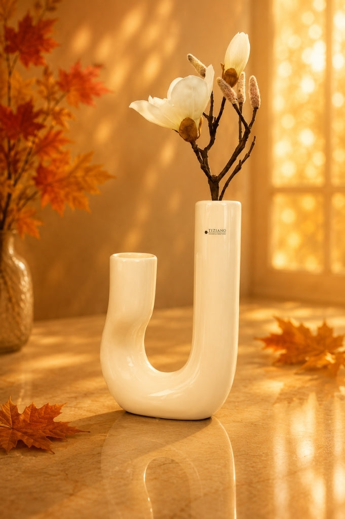 Vase Fiorello 30cm gewölbt creme-weiß