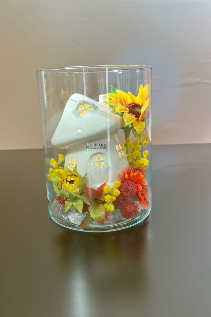 Dekoset Glasvase Nostra mit Haus Gardino LED