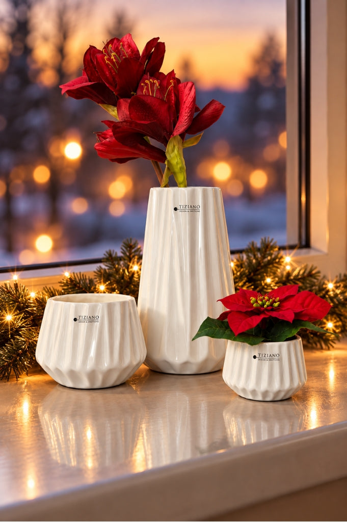 Vase Siena creme-weiß