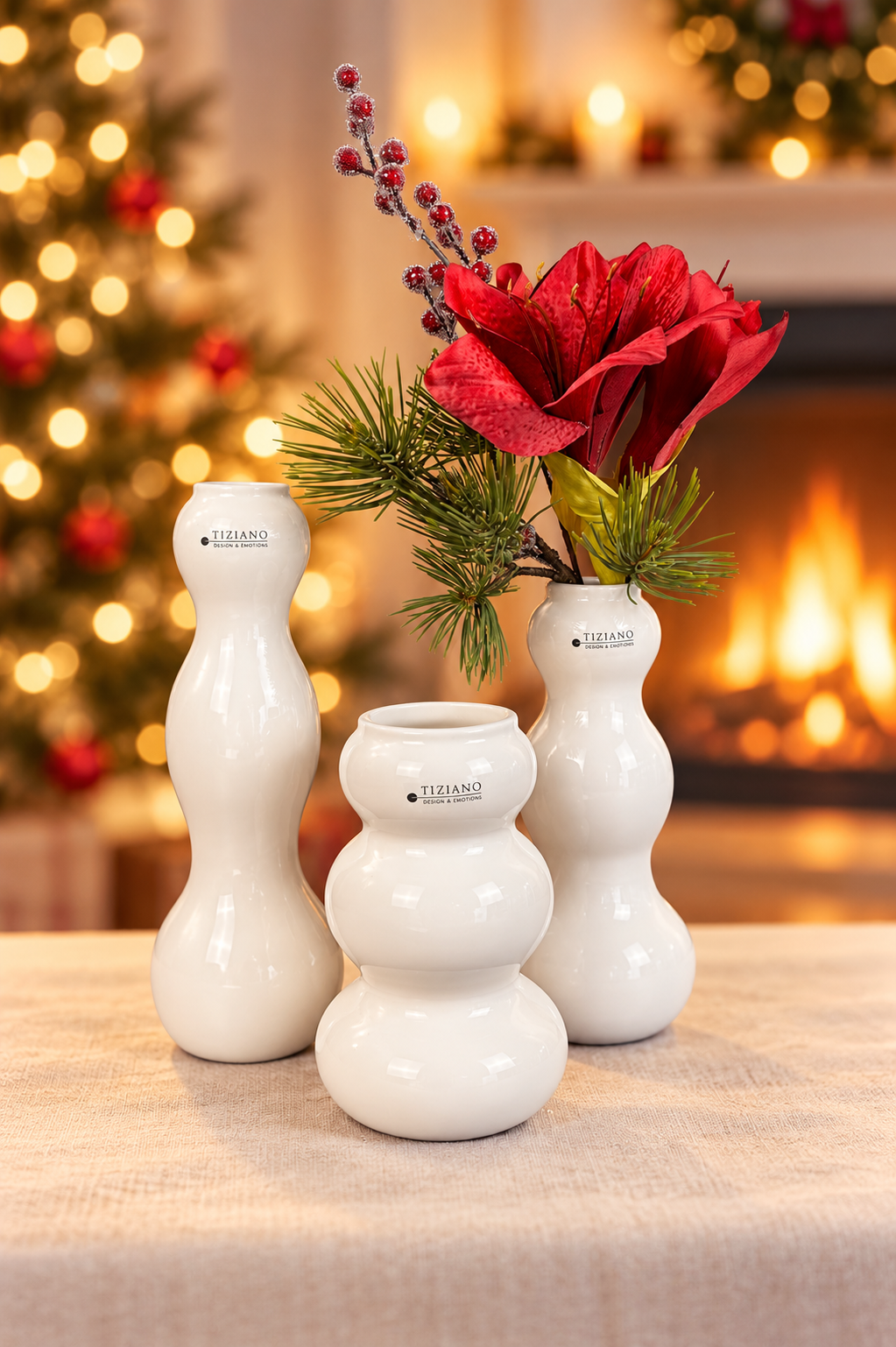 Vase Ronda creme-weiß