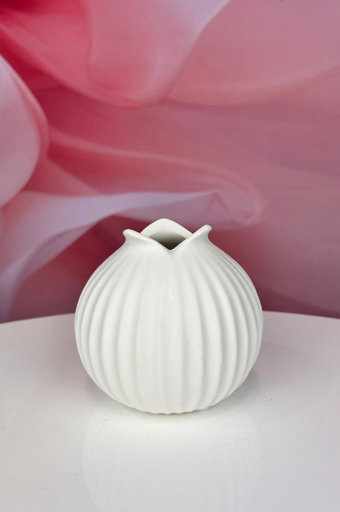 Vase bauchig 11cm weiß-matt