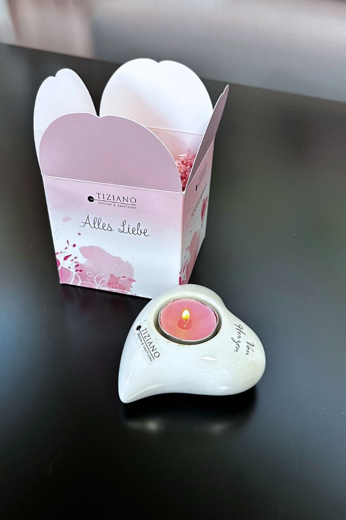 Würfelbox Amore mit Teelicht von Herzen