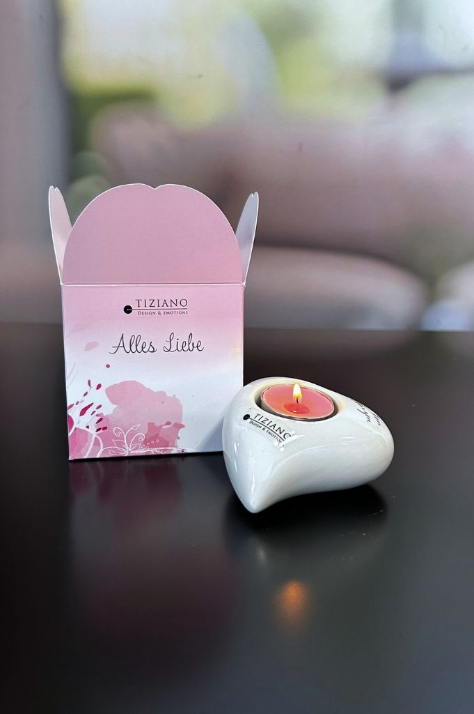 Würfelbox Amore mit Teelicht von Herzen
