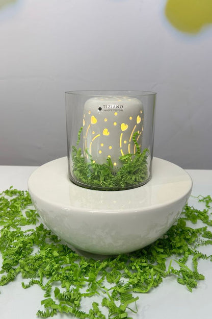 Windlicht Badia creme-weiß mit Laterna Glas klar