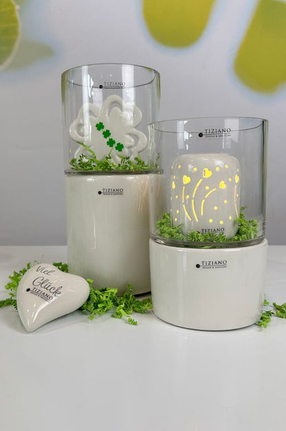 Windlicht Bellagio creme-weiß