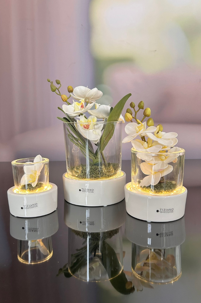 Dekoset Windlicht Castello LED groß mit Orchidee