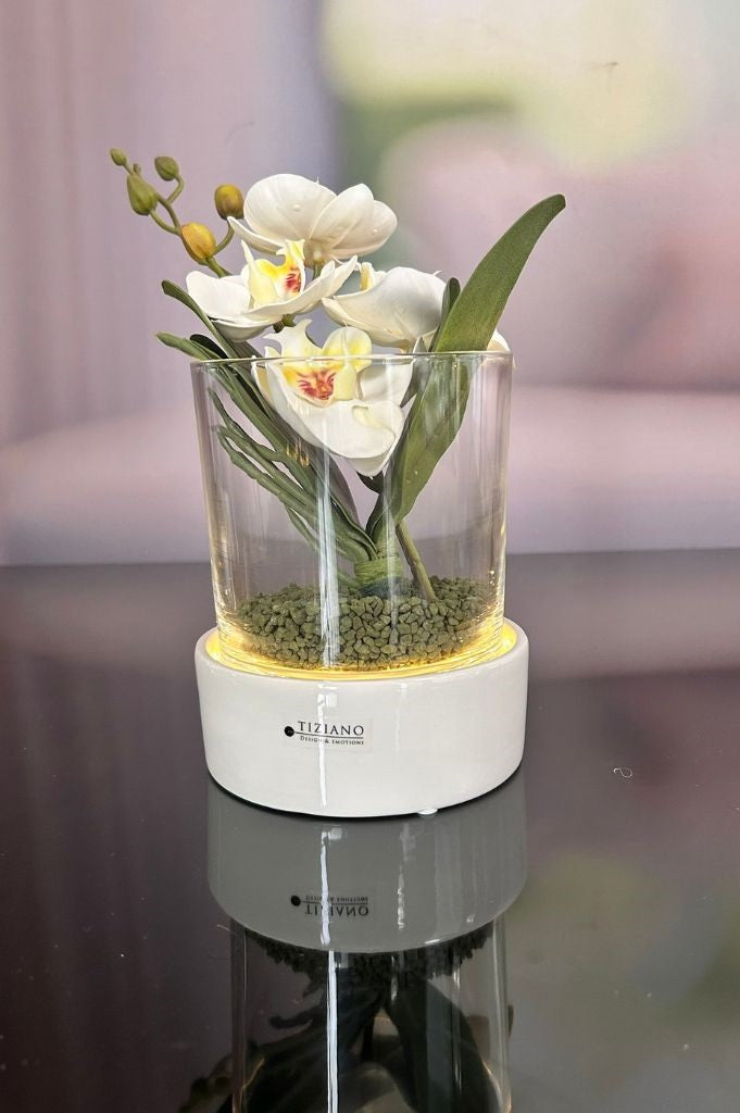 Dekoset Windlicht Castello LED groß mit Orchidee