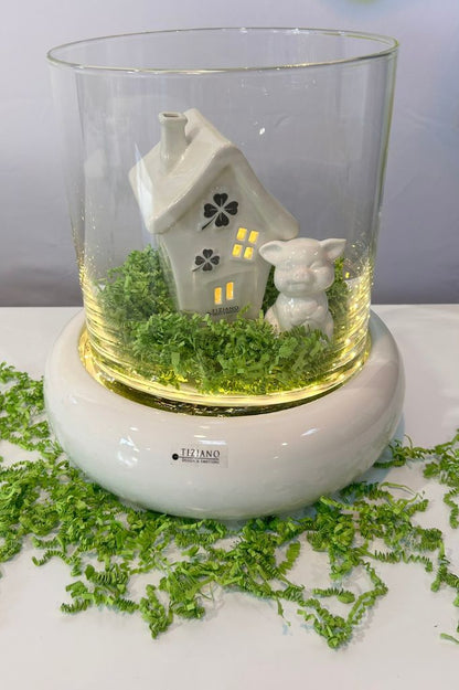 Windlicht Merida LED 26cm creme-weiß