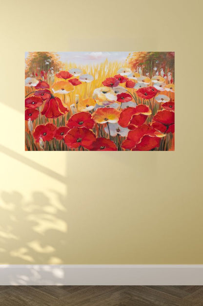 Deko Wandbild Mohnblumen 60x40 cm in 2 Versionen