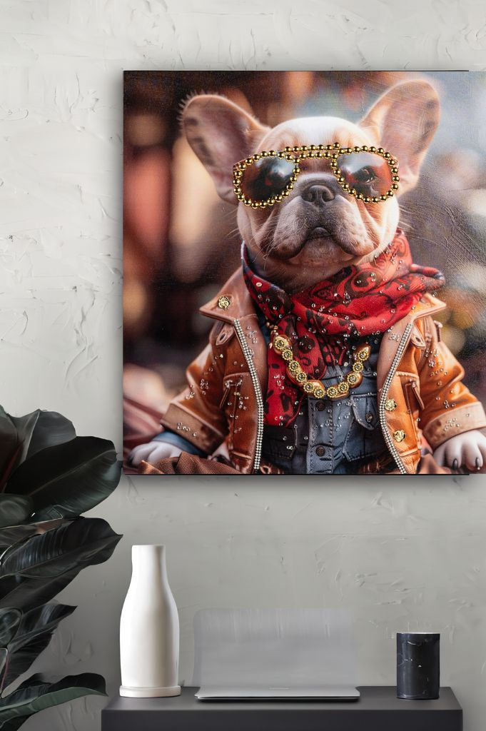 Deko Wandbild Hund 50x50cm in 2 Versionen