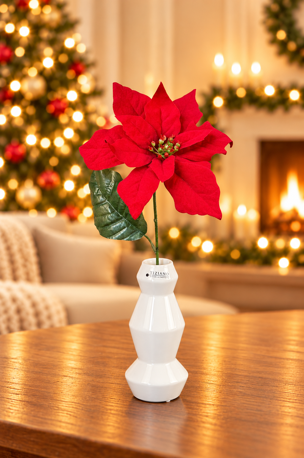Deko Weihnachtsstern 45cm Velvet rot