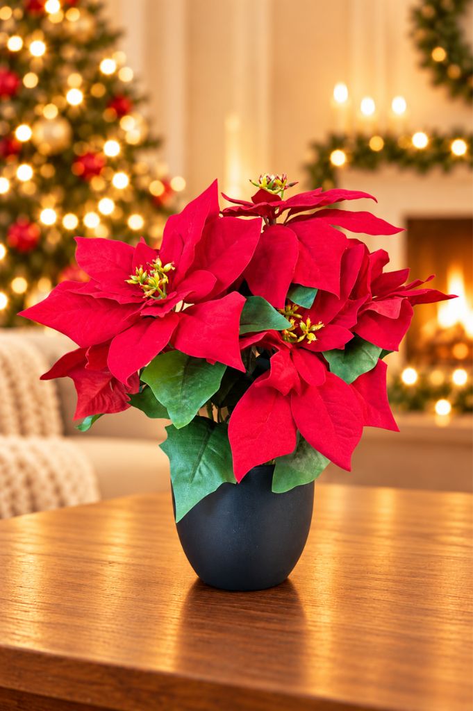 Deko Weihnachtsstern 37cm im Topf rot