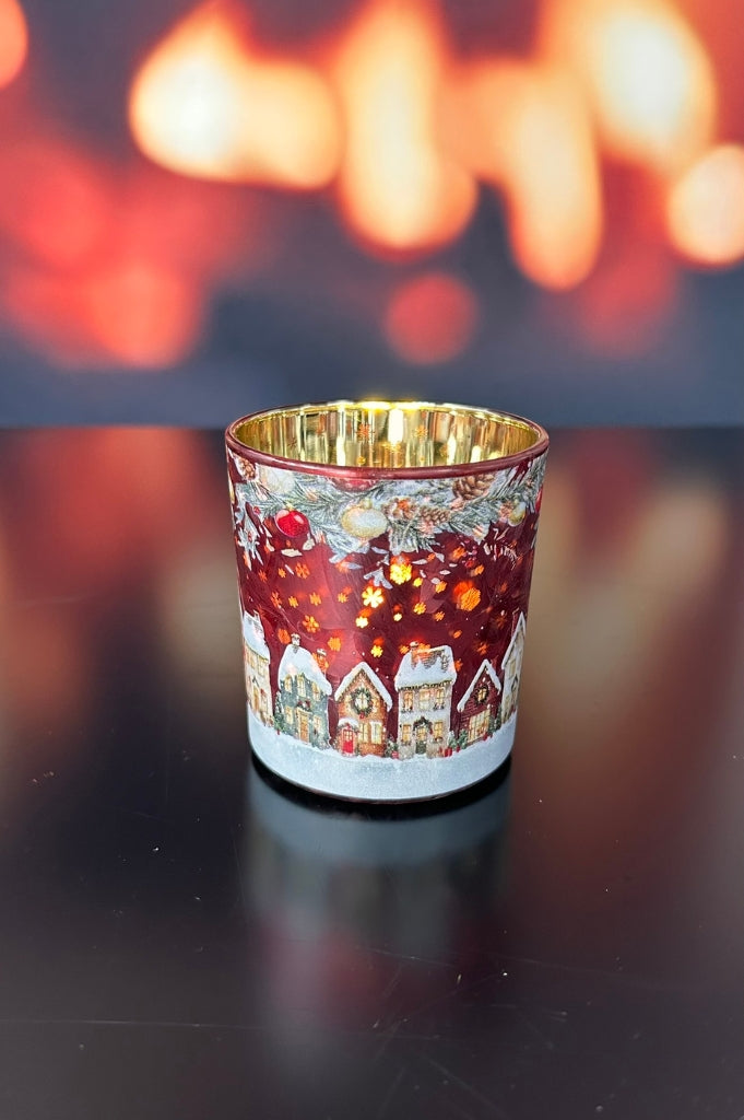 Windlicht 8cm frosty rot