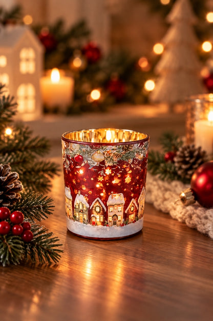 Windlicht 8cm frosty rot