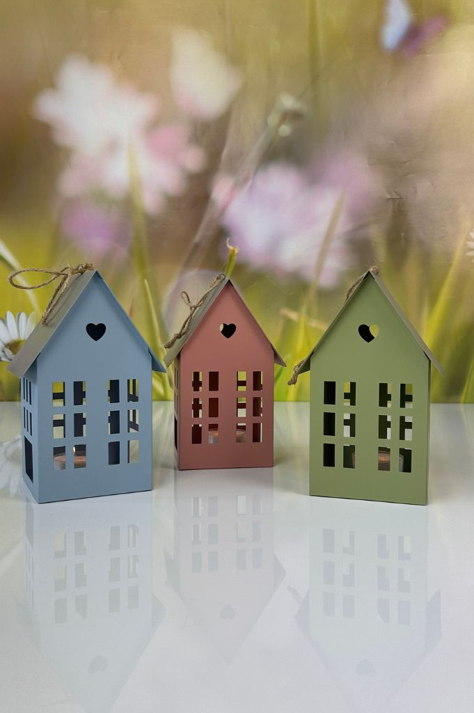 Windlicht Haus farb. sort