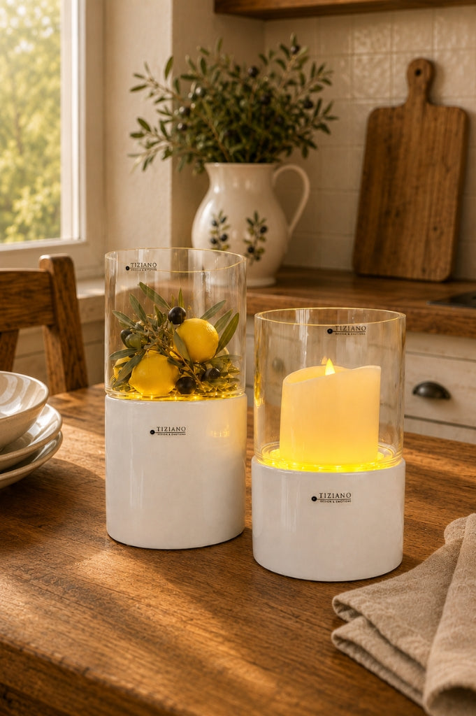 Windlicht Laterna LED creme-weiß