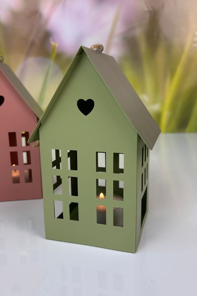 Windlicht Haus farb. sort