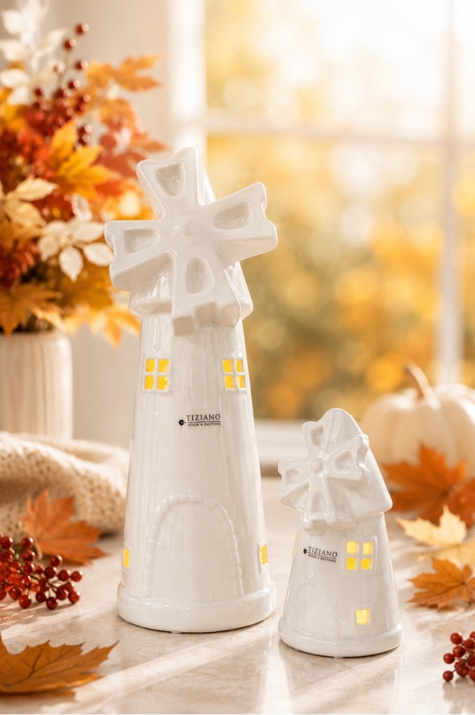 Windmühle Resina LED creme-weiß