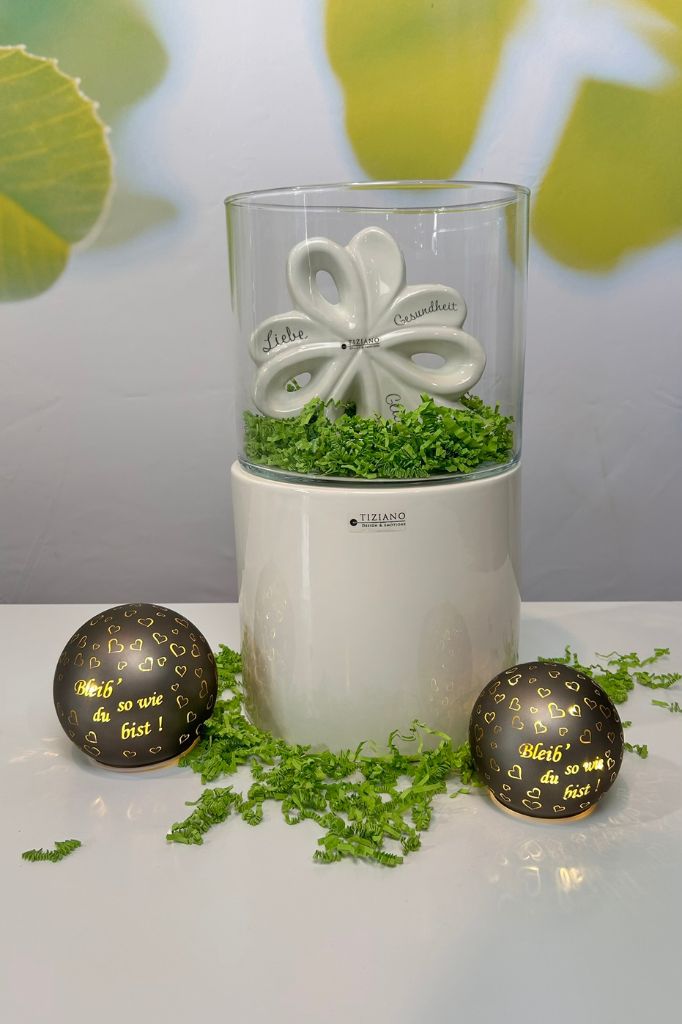 Windlicht Bellagio creme-weiß