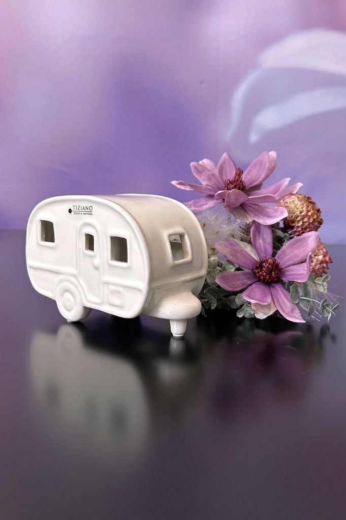 Deko Wohnwagen Caso 13cm creme-weiß
