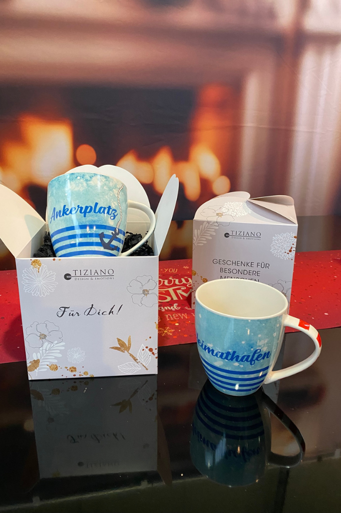 Würfelbox Für Dich Tasse mit Schriftzug Ankerplatz