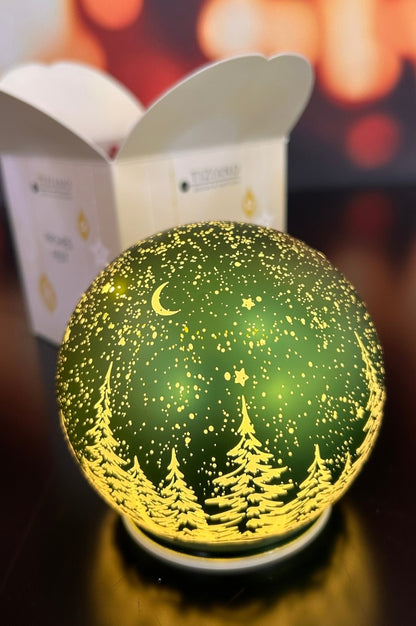 Würfelbox Kugel LED Winter 10cm grün