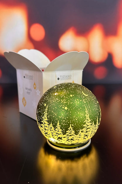 Würfelbox Kugel LED Winter 10cm grün