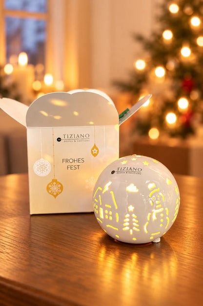 Würfelbox Kugel Rivello LED Schnee