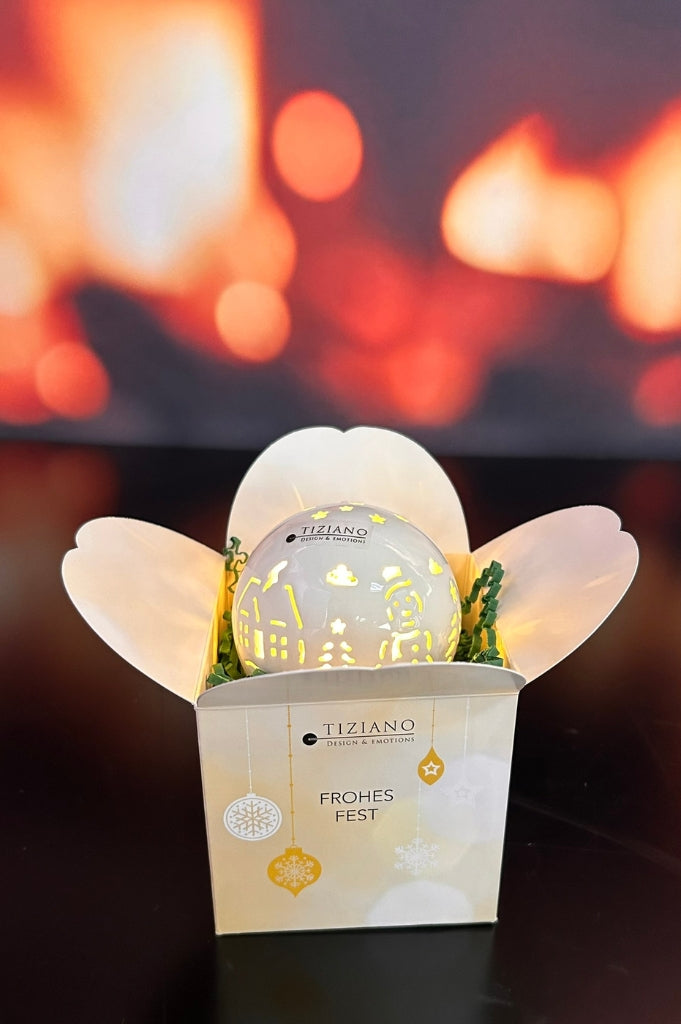 Würfelbox Kugel Rivello LED Schnee