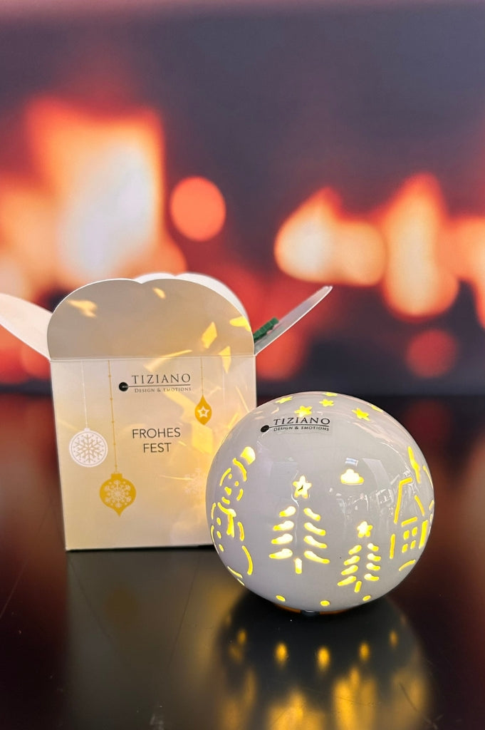 Würfelbox Kugel Rivello LED Schnee