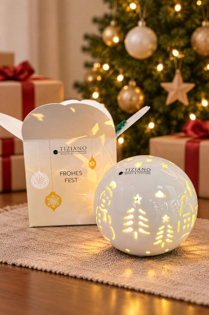Würfelbox Kugel Rivello LED Schnee