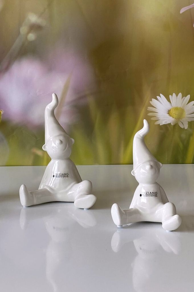 Zwerg Fido sitzend creme-weiß