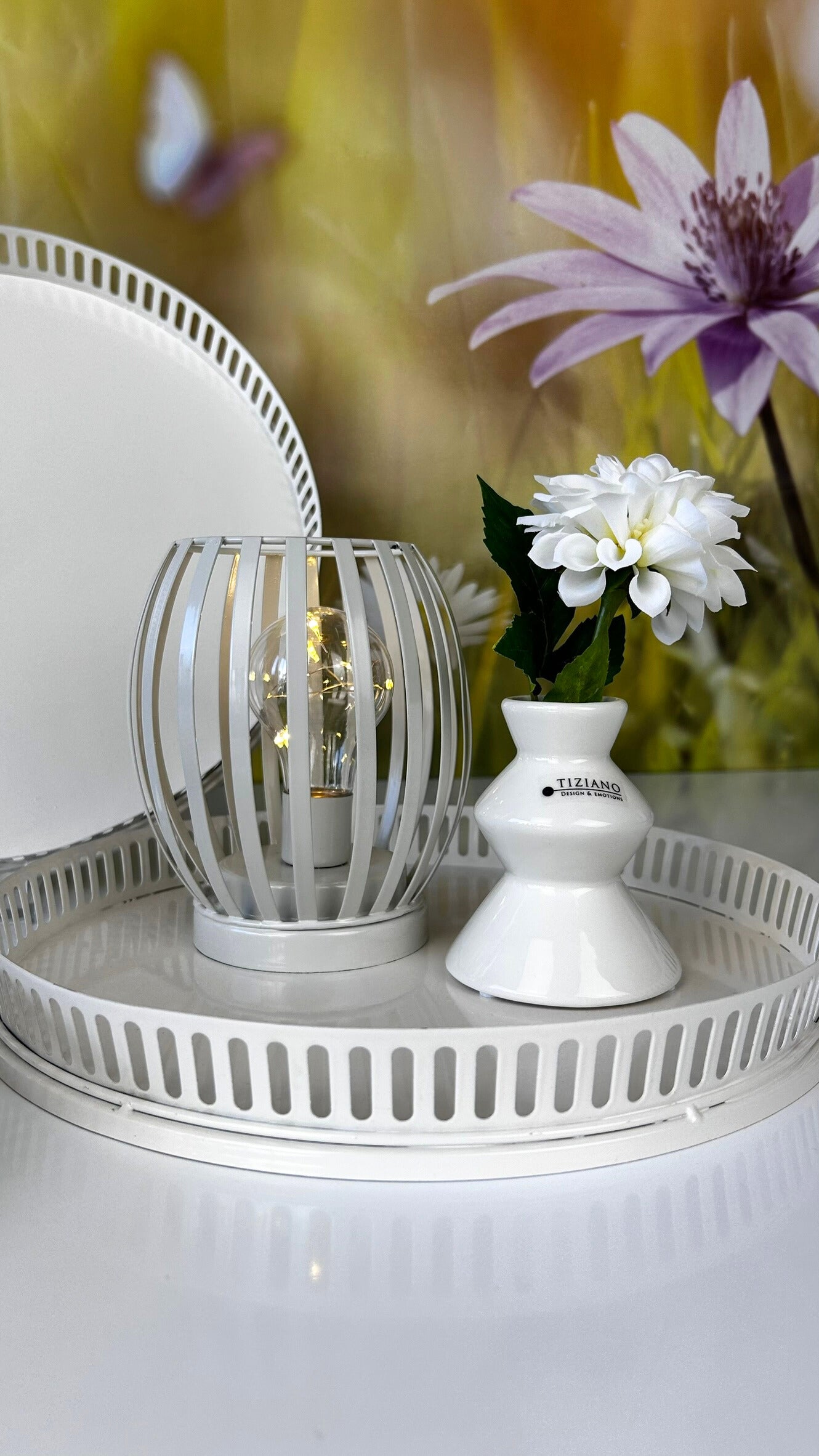 Metallschale Canneto rund creme-weiß