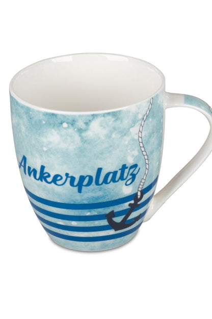 Trinkbecher mit Schrift Ankerplatz