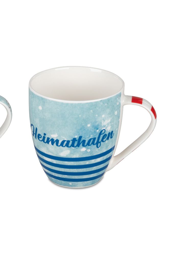 2er Set Trinkbecher mit Schrift Heimathafen/Ankerplatz