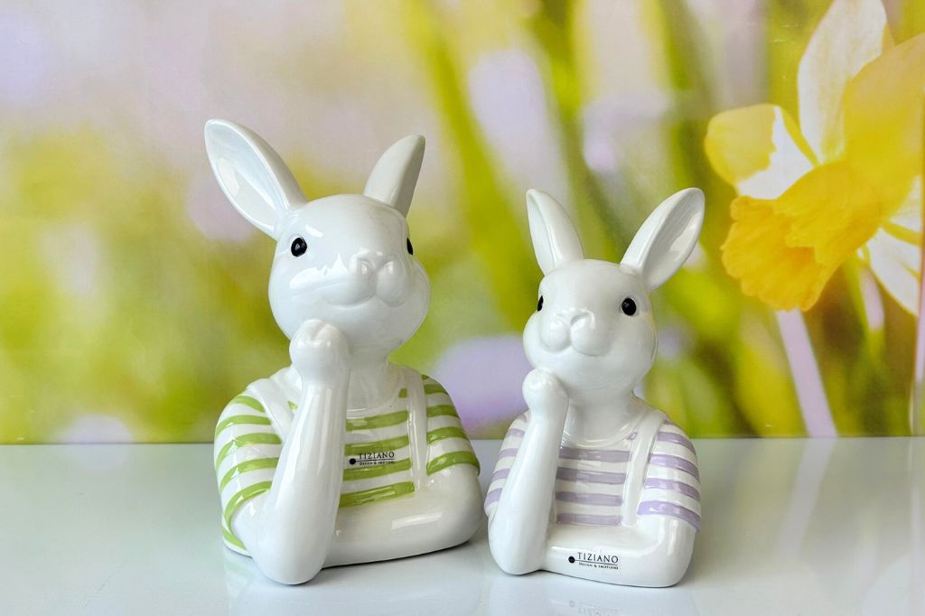 Büste Hase Enzo creme/lila & creme/grün