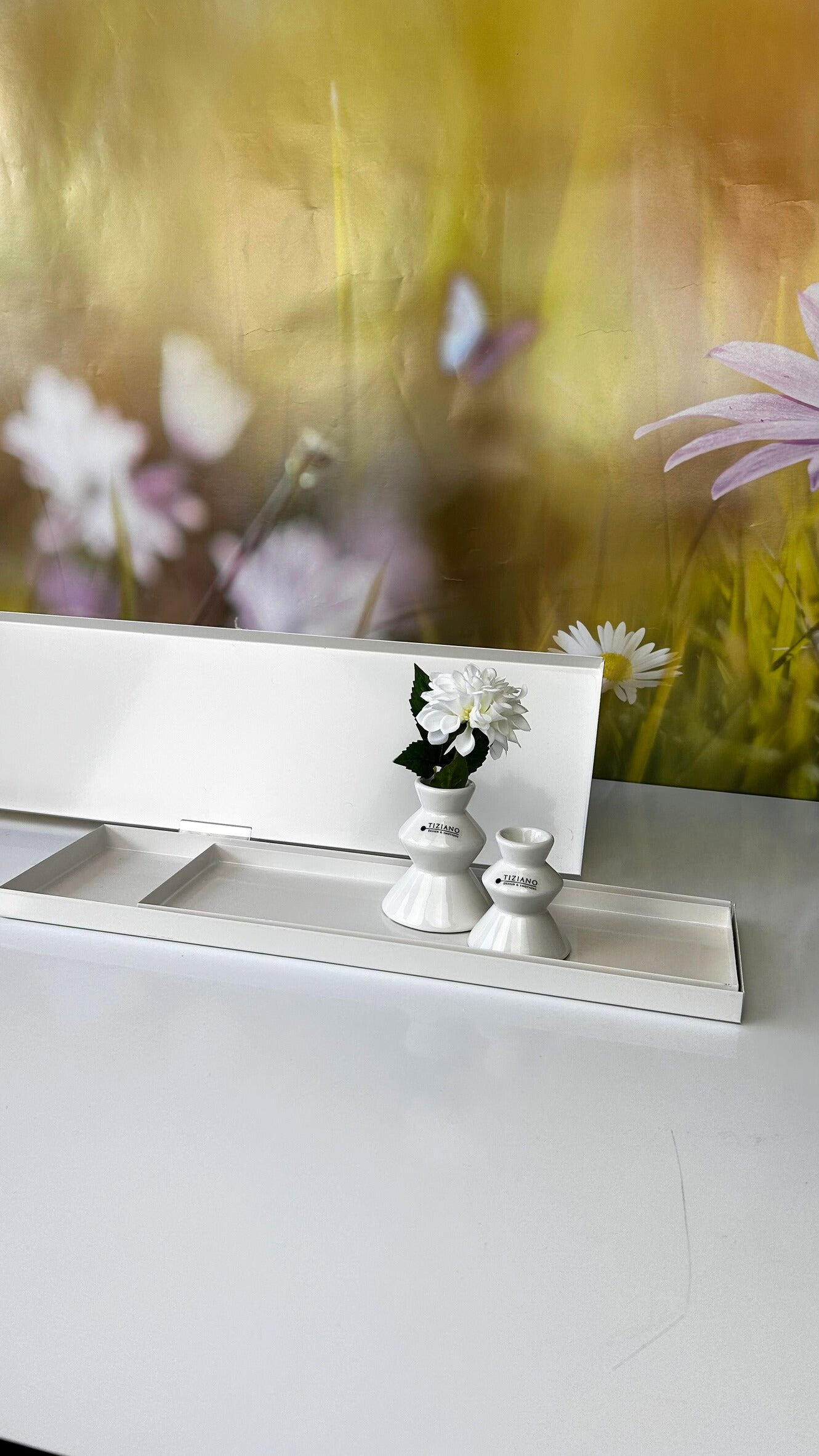 Metallschale Legri eckig creme-weiß