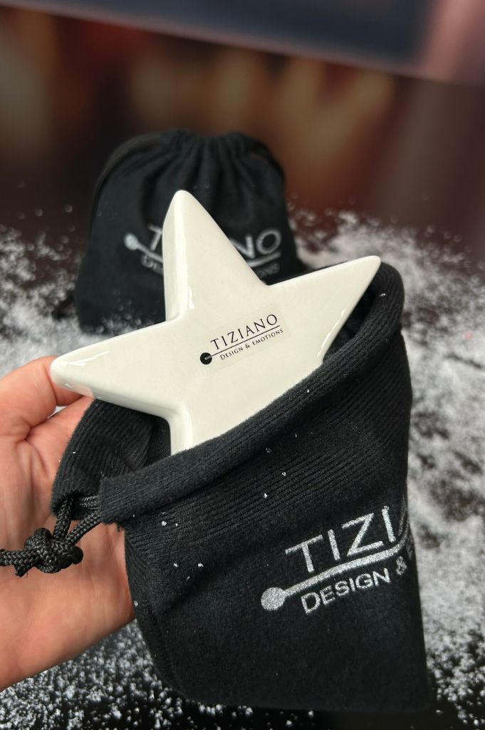 Geschenksäckchen Deko Stern Comenta creme-weiß