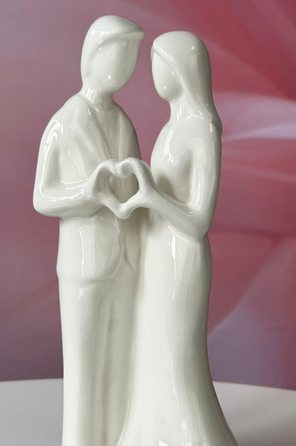 Dekopaar Cuori Mann+Frau 21cm creme-weiß