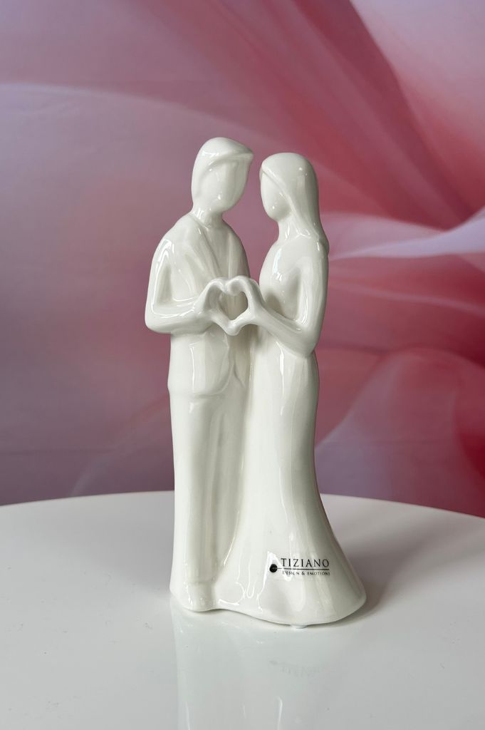 Dekopaar Cuori Mann+Frau 21cm creme-weiß