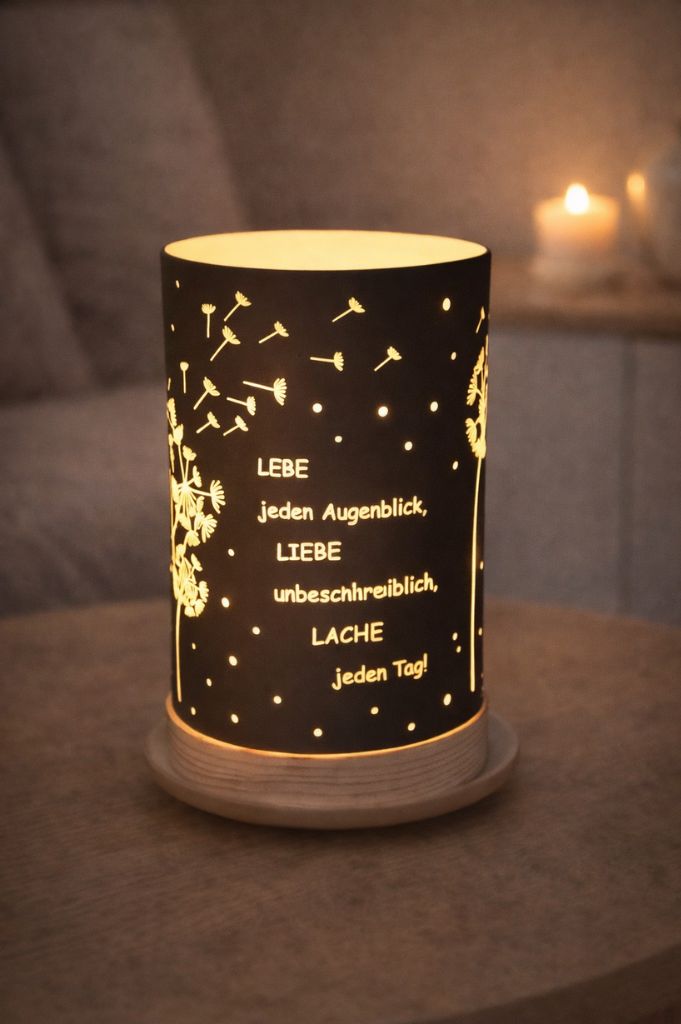 Dekolicht Lebe jeden Augenblick 15cm anthrazit