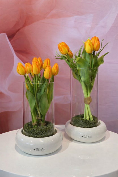 Dekoset Windlicht Venezia schmal mit Tulpen