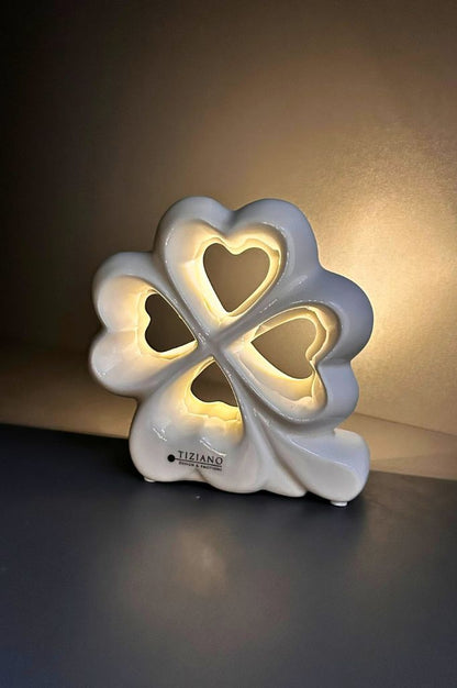 Deko Glücksblatt Felice LED creme