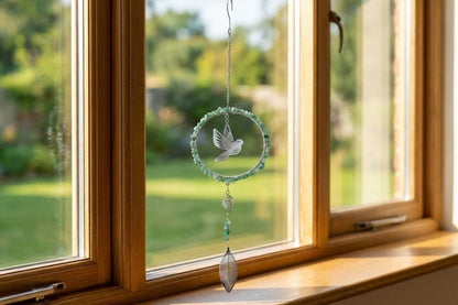 Deko Hänger Vogel im Ring mit Steinen