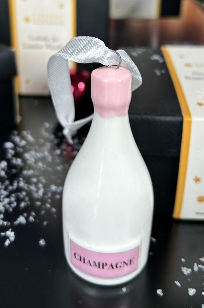 Deko Baumhänger Sektfllasche Festa 8,5cm dekoriert