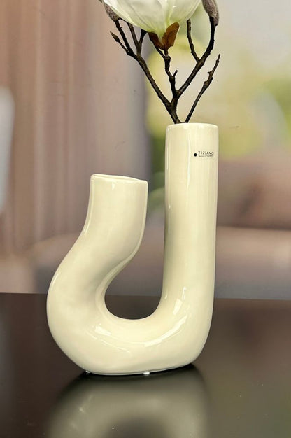 Vase Fiorello 30cm gewölbt creme-weiß